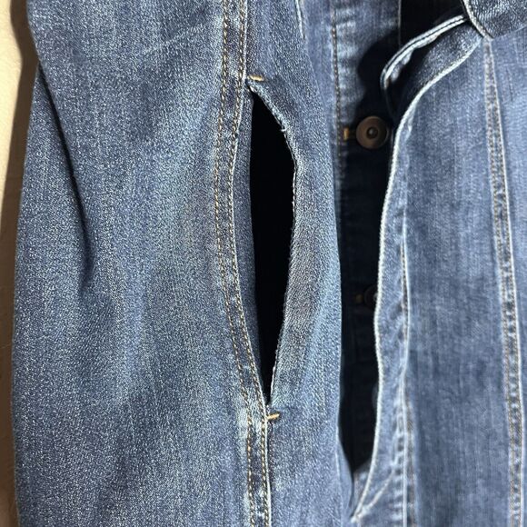 J.Jill Denim Blue Belted Button Front Long Sleeve Shirt Dress Women’s Size XS - Picture 6 of 12